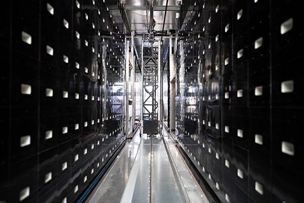 Inside of an automated sample storage Quad bank.