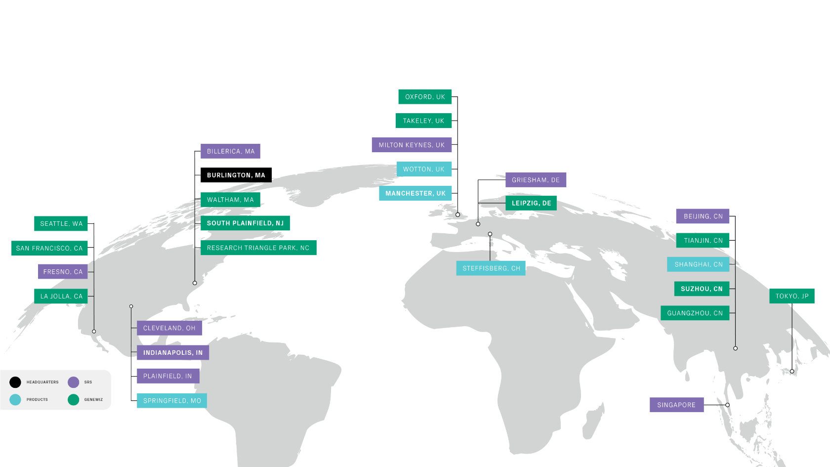 Azenta Locations World Map